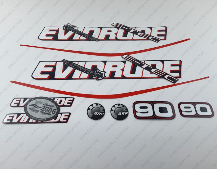 Evinrude 90HP E-tec Outboard Decal Kit